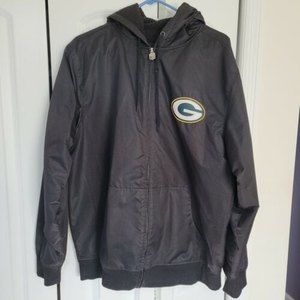 Green Bay Packers Proline Jacket Mens SIZE MEDIUM Fleece lined Hooded Full Zip